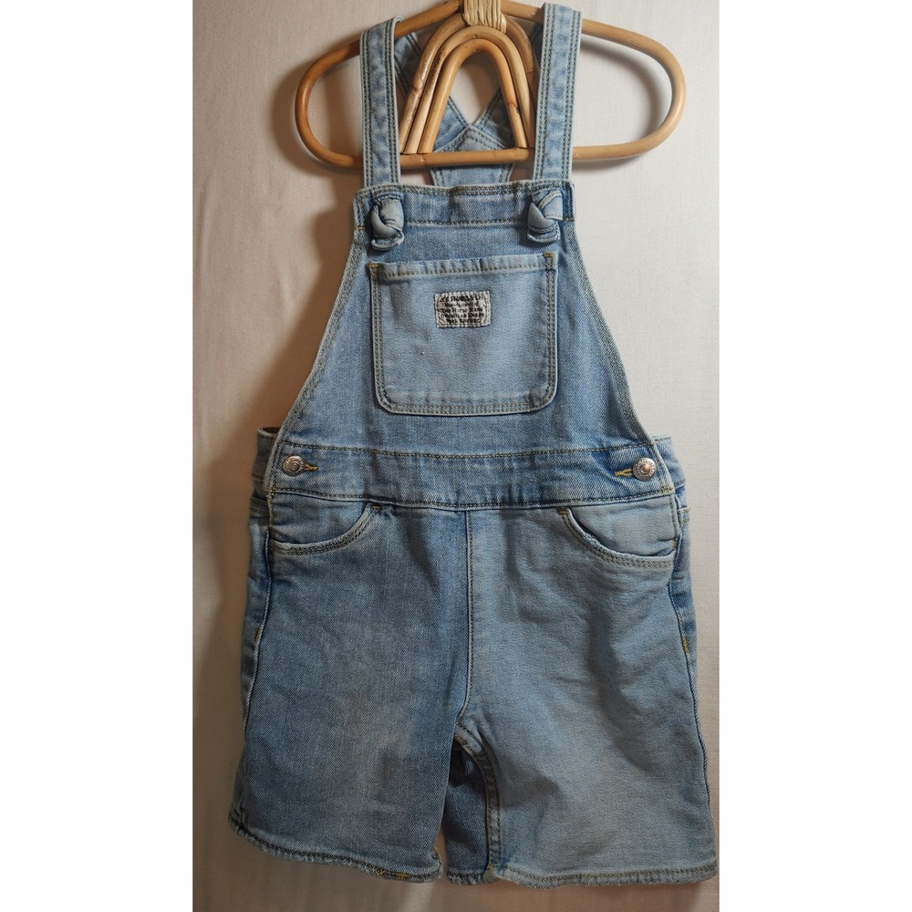 Levis Kids Denim Shortalls Light Wash Blue Overalls Size 5 REG 4-5 Years